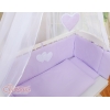 Beistellbett mit Matratze und Bettwäsche Set - Hängende Herzen lila