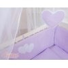 Beistellbett mit Matratze und Bettwäsche Set - Hängende Herzen lila
