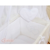 Beistellbett mit Himmel Matratze und Bettwäsche Set - Hängende Herzen weiß