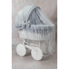 Bett Set mit Bettwäsche grau für Bollerwagen Baby