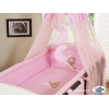 Babybett Himmel mit Himmelstange Set Chiffon - Gute Nacht rosa