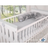 Bettumrandung Babybett Zopfmuster minky 180cm Kopfschutz für Kinderbett grau