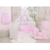 Bettwäsche Babybett 5-tlg mit Moskitonetz Kopfschutz gesteppt- rosa