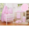 Babybettset 11-tlg mit Betthimmel - Hängende Herzen rosa gestreift