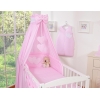 Babybettset 11-tlg mit Betthimmel - Hängende Herzen rosa gestreift
