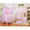 Babybettset 11-tlg mit Betthimmel - Hängende Herzen rosa gestreift