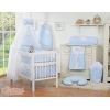 Baby Bettset 100x135 cm 11-tlg mit Himmel für Babybett - Hängende Herzen blau kariert