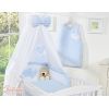 Baby Bettset 100x135 cm 11-tlg mit Himmel für Babybett - Hängende Herzen blau kariert