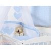 Baby Bettset 100x135 cm 11-tlg mit Himmel für Babybett - Hängende Herzen blau kariert