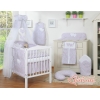 Bettwäsche Set 11-tlg mit Himmel für Babybett - Hängende Herzen rosa Blümchen