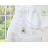 Bettwäsche Set 11-tlg mit Himmel für Babybett - Hängende Herzen weiß