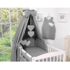 Baby Bettset 11-tlg mit Himmel - Hängende Herzen anthrazit