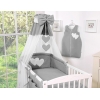 Baby Bettset 11-tlg mit Himmel - Hängende Herzen anthrazit