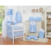 Bettset Babybett 11-tlg mit Himmel - Hängende Herzen blau