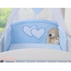 Bettset Babybett 11-tlg mit Himmel - Hängende Herzen blau