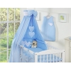 Bettset Babybett 11-tlg mit Himmel - Hängende Herzen blau