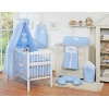Bettset Babybett 11-tlg mit Himmel - Hängende Herzen blau
