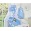 Bettset Babybett 11-tlg mit Himmel - Hängende Herzen blau