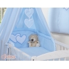 Blau Babybettwäsche Set 140x70 Gitterbett 11-tlg mit Himmel - Hängende Herzen
