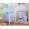 Blau Babybettwäsche Set 140x70 Gitterbett 11-tlg mit Himmel - Hängende Herzen