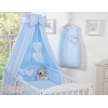 Blau Babybettwäsche Set 140x70 Gitterbett 11-tlg mit Himmel - Hängende Herzen