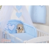 Blau Babybettwäsche Set 140x70 Gitterbett 11-tlg mit Himmel - Hängende Herzen