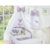 Babybettwäsche Set 11-tlg mit Himmel - Hängende Herzen lila gestreift 100x135 cm
