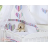 Babybettwäsche Set 11-tlg mit Himmel - Hängende Herzen lila gestreift 100x135 cm
