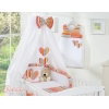 11-tlg Babybettwäsche Set mit Himmel - Hängende Herzen orange gestreift