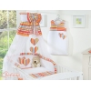 11-tlg Babybettwäsche Set mit Himmel - Hängende Herzen orange gestreift