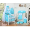 Bettwäsche Set 11-tlg mit Himmel - Hängende Herzen Türkis-Punktemuster Babybett 140x70cm