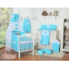 Bettwäsche Set 11-tlg mit Himmel - Hängende Herzen Türkis-Punktemuster Babybett 140x70cm