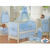 Baby Bettwäsche Set 11-tlg mit Mositonetz - Bär mit Schleife bleu