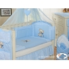Baby Bettwäsche Set 11-tlg mit Mositonetz - Bär mit Schleife bleu