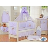 Baby Bettwäsche Set 11-tlg mit Mositonetz mit Himmelstange - Bär mit Schleife lila