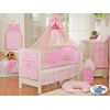 Bettset 11-tlg Bettwäsche Set mit Mositonetz für Babybett 120x60 - Bär mit Schleife rosa
