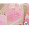 Bettset 11-tlg Bettwäsche Set mit Mositonetz für Babybett 120x60 - Bär mit Schleife rosa