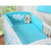 Bettwäsche Set 2-tlg für Kinderbett 60x120cm und 70x140cm - Hängende Herzen Türkis-Punktemuster