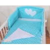 Bettwäsche Set 2-tlg für Kinderbett 60x120cm und 70x140cm - Hängende Herzen Türkis-Punktemuster