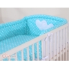 Bettwäsche Set 2-tlg für Kinderbett 60x120cm und 70x140cm - Hängende Herzen Türkis-Punktemuster
