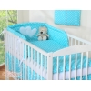Bettwäsche Set 2-tlg für Kinderbett 60x120cm und 70x140cm - Hängende Herzen Türkis-Punktemuster