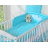 Bettwäsche Set 2-tlg für Kinderbett 60x120cm und 70x140cm - Hängende Herzen Türkis-Punktemuster
