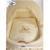 Bettwäsche für Stubenwagen Set 2-tlg mit Stickerei Bär mit Schleife Beige
