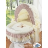 Bettwäsche Set 2-tlg für Stubenwagen mit Stickerei Bär mit Schleife Beige Braun