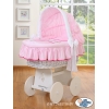 Bettwäsche für Bollerwagen Set 2-tlg Rosa mit Stickerei Bär