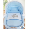 Bettwäsche Set für Stubenwagen 2-tlg Blau mit Stickerei Bär