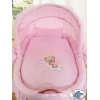 Bettwäsche für Stubenwagen mit Bär Stickerei Rosa