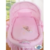 Bettwäsche für Stubenwagen mit Bär Stickerei Rosa