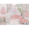 Bettwäsche Set 5-tlg mit Moskitonetz Babybett Kopfschutz gesteppt- altrosa