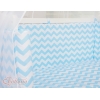 Bettwäsche Set 6tlg für Beistellbett FABIO - Basic Zick-Zack - blau